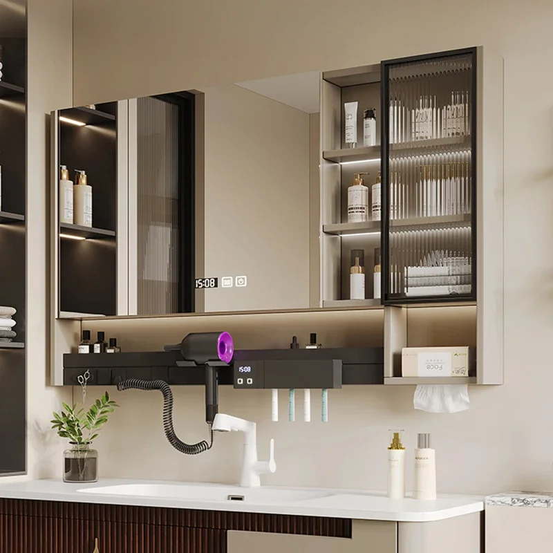 Умный зеркальный шкаф в скандинавском стиле настенный для хранения с подсветкой