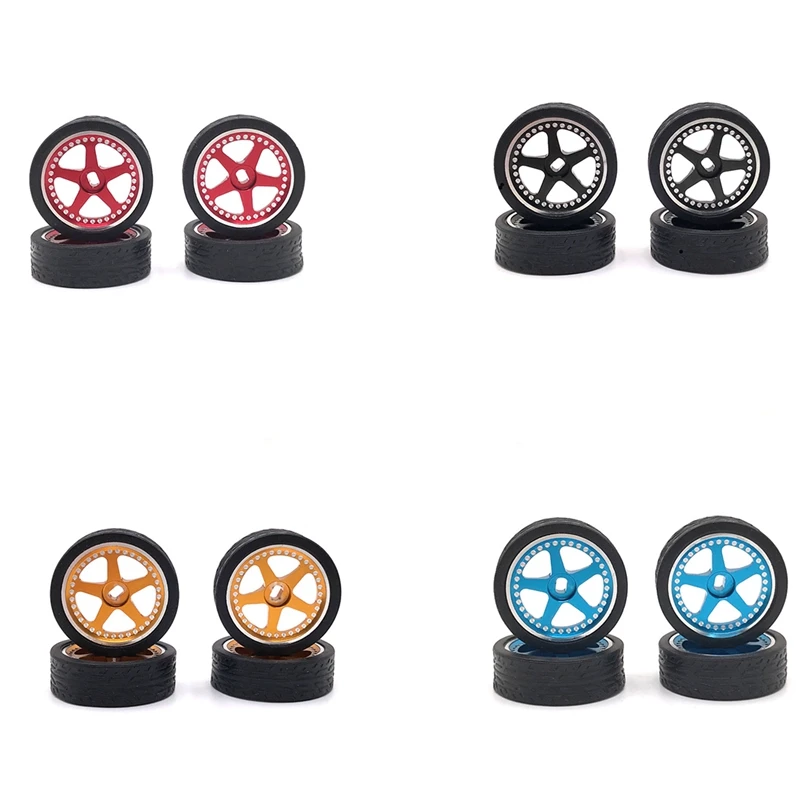 

4Pcs 26Mm Metal Wheel Rim Rubber Tire Tyre Set For Wltoys 284131 K969 K989 P929 Mini-Z 1/28 RC Car Upgrades Parts