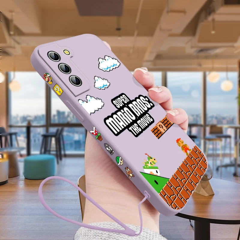 

Super Marie plumber Mario Samsung Phone Case For Galaxy S23 S22 S21 S20 Pro FE Note 20 Plus Ultra Liquid Left Rope Cover