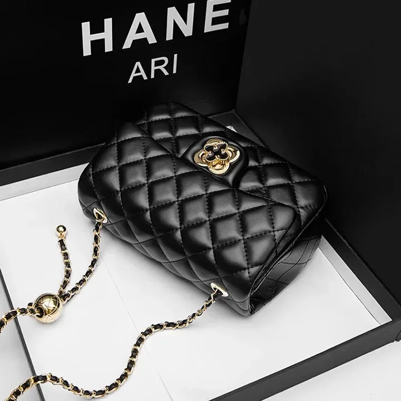 2024 новая женская сумка на цепочке с четырьмя листами клевера и аргайлом твидовый