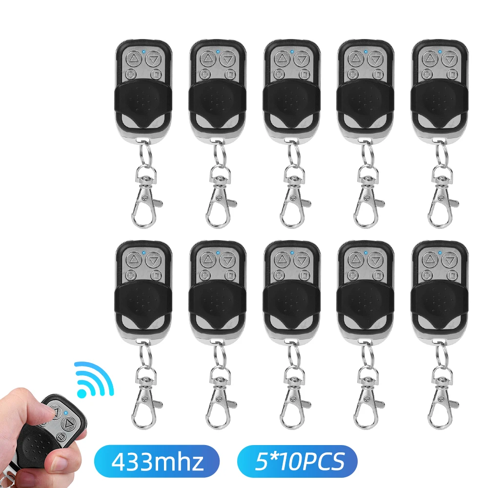 

10pcs 433MHz Garage Universal Door Remote Control Duplicator Gate Remote Control 4 Button Electric Garage Door Key Fob Command