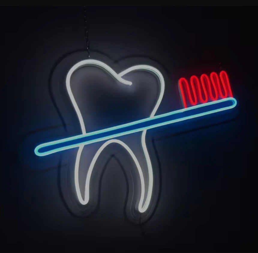 Неоновая светодиодная вывеска для зубов на заказ неоновый декор