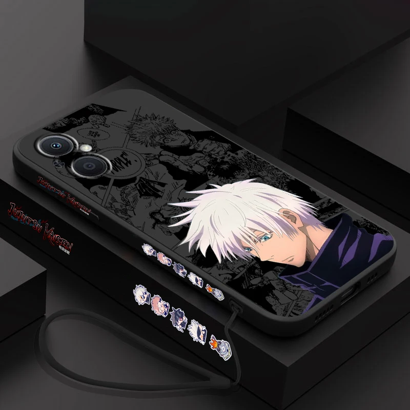 

Jujutsu Kaisen Gojo Satoru Phone Case For OPPO Find X5 X3 X2 Lite Pro Neo A5 A53 A94 4G 5G Liquid Left Rope Soft Cover