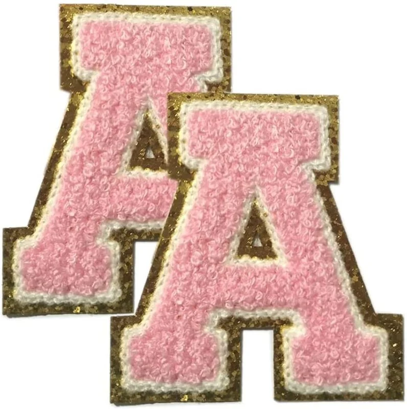

2 Pcs Iron on Letter Patches Varsity Glitter Chenille Patches Iron on / Sew on Appliques DIY Fabric Patches for Clothes Bags