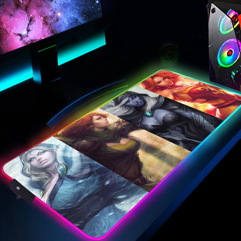 

D-DOTA2 RGB Large Mouse Pad Gaming Luminous LED Backlight Pc Gamer Accessories With Wire Desk Protector Mousepad Xxl Game Mat