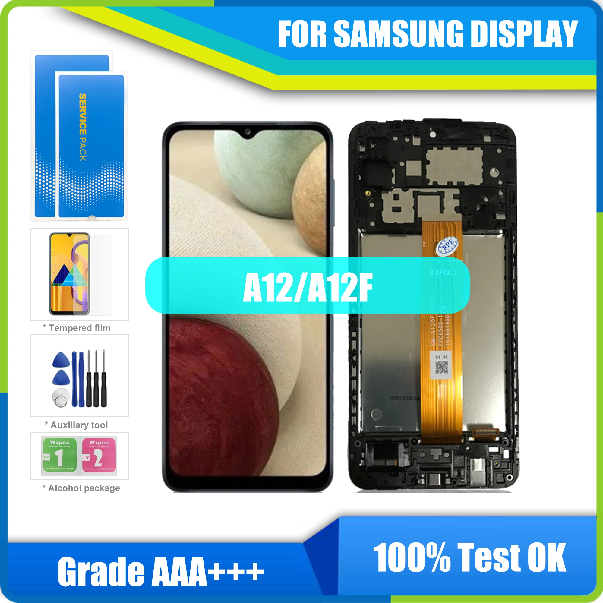 

Оригинальный сенсорный ЖК-дисплей для Samsung Galaxy A12, Внешний ЖК-дисплей, цифровой преобразователь сенсорного экрана в сборе для Samsung A125 l