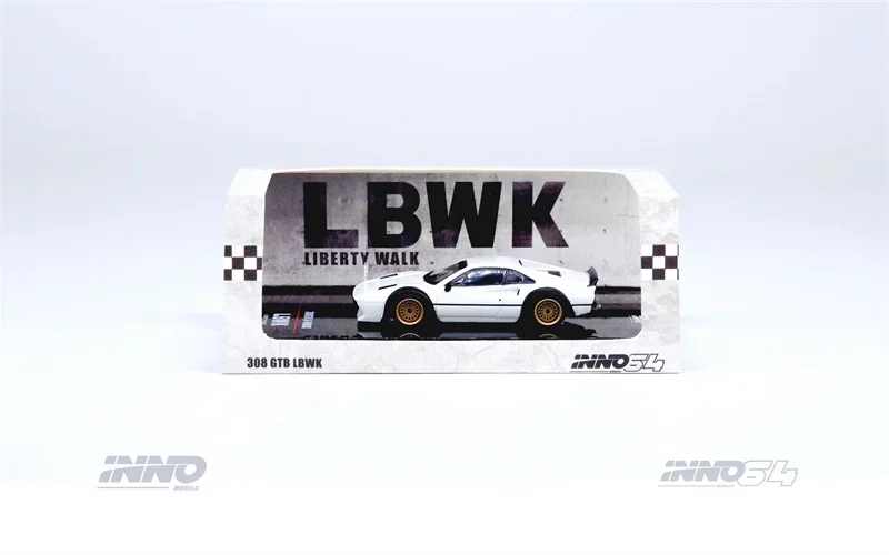 INNO 1/64 LBWK 308 GTB Белая имитация модели автомобилей из сплава