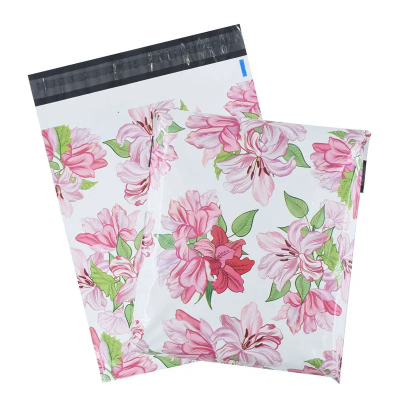 

50 шт./лот, пластиковые конверты, курьерские Сумки, портативный упаковочный пакет с цветочным принтом, водонепроницаемый самоклеящийся паке...