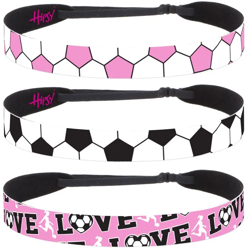 

Женские Регулируемые головные повязки для футбола No I Love (стандартные розовые и черные 3pk)