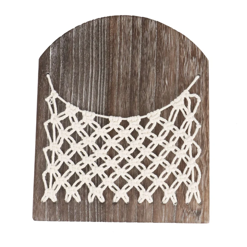 

Bohemia Wood Magazine Storage Basket Woven Hanging Pocket Wood Shelf Organizer Display Rack For Home Wall Decoration