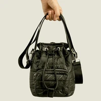 fashion tote drawstring padded bucket handbags designer quilted women shoulder bags luxury nylon down cotton crossbody bag ins