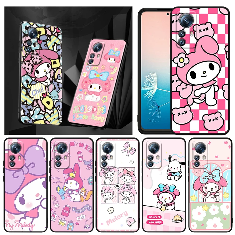 

Sanrio Melody Cartoon Cute Phone Case For Xiaomi Mi 13 12T 12S 12X 12 11 11T 11i 10T 10 Pro Lite Ultra 5G Black Funda TPU Cover