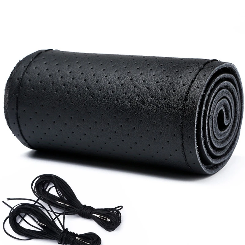 

DIY Ручной шитье рулевого колеса Чехол из микрофибры кожа 37-38CM с иглой и ниткой интерьер автомобиля аксессуары авто интерьер