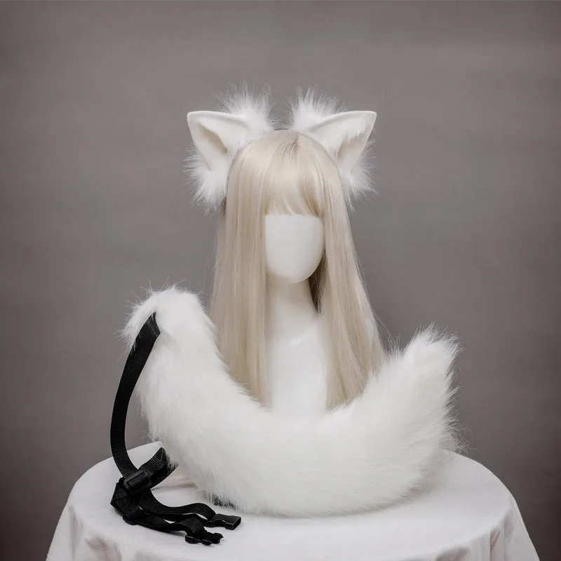 Japan Anime Fox Tail and Ears Set Cosplay Prop Kamisama Kiss Hajimemashita Fox Ear Tail Plush Wolf Cat Ears Halloween Party Gift