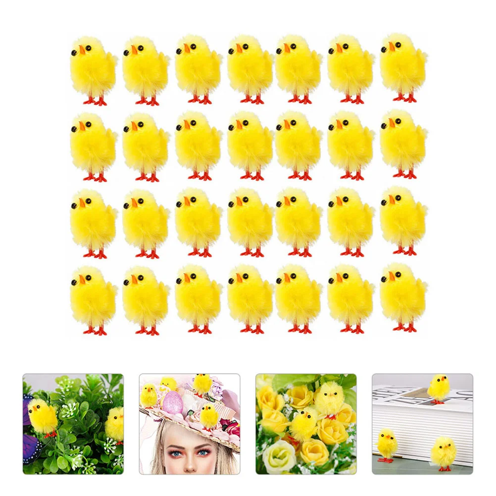 

120 Pcs Fully Easter Chicks Yellow Stuffed Animals Mini Yellow Chicks Spring Decor Easter Decoration Clockwork Fluffy Chicks