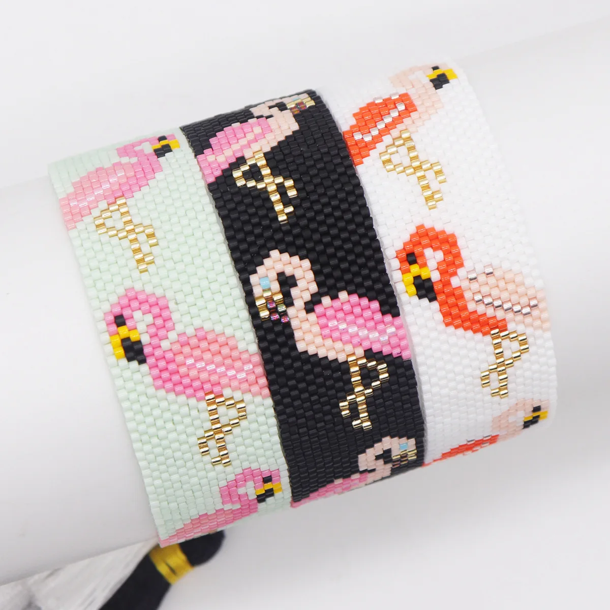 Браслет из бисера Оригинальный дизайн фламинго Ручное вязание Богемия