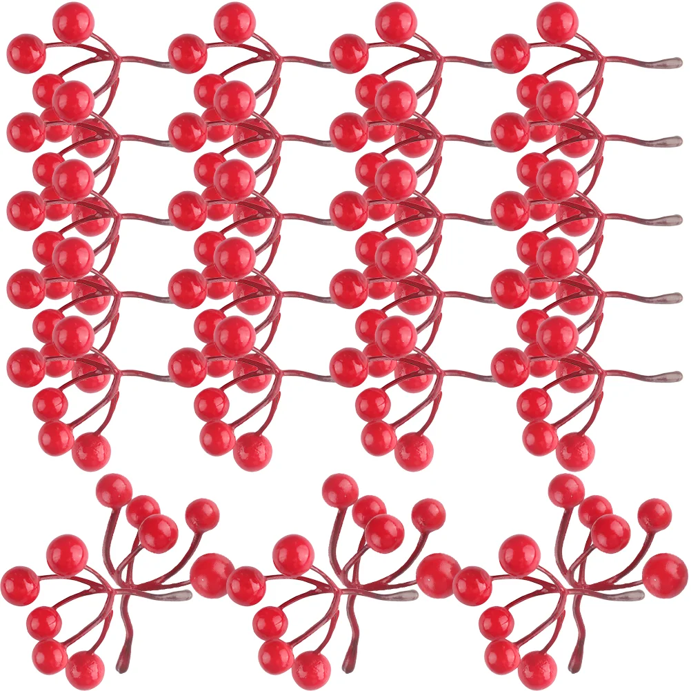 

Berry Christmas Red Artificial Tree Berries Pine Wreath Picks Pick Fake Stem Xmas Holly Needle Sticks Stems Party Decoration