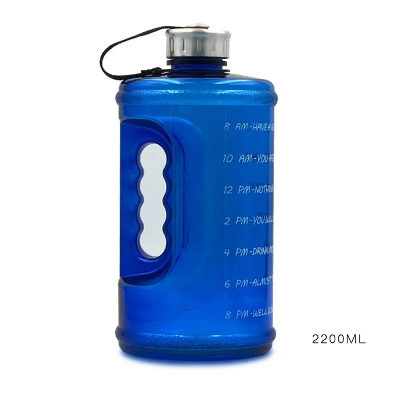 

2.2L Large Capacity Sports Water Bottle with Handle and Time Marker Outdoor K1KD