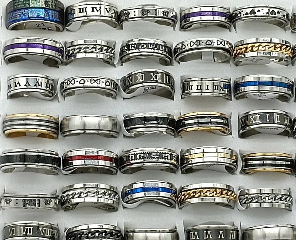 Мужское вращающееся кольцо-Спиннер из нержавеющей стали 30 шт./лот | Украшения и