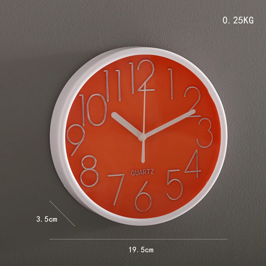 Кварцевые часы настенные диаметром 8 дюймов, пластиковый античный дизайнерский декор для дома в гостиную, спальню, бесшумные часы с современным художественным дизайном.