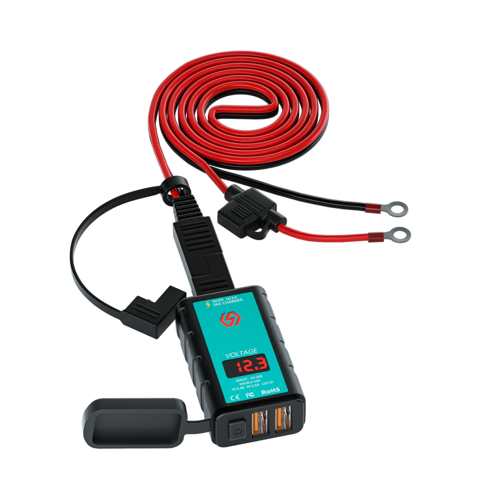 

Motorcycle USB Charger SAE to USB Adapter Dual QC3.0 Interface with Voltmeter for Smart Phone Tablet GPS sae sae sae sae sae sae