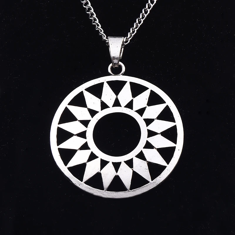 Тибетская Серебряная большая открытая круглая подвеска с цветком длинная