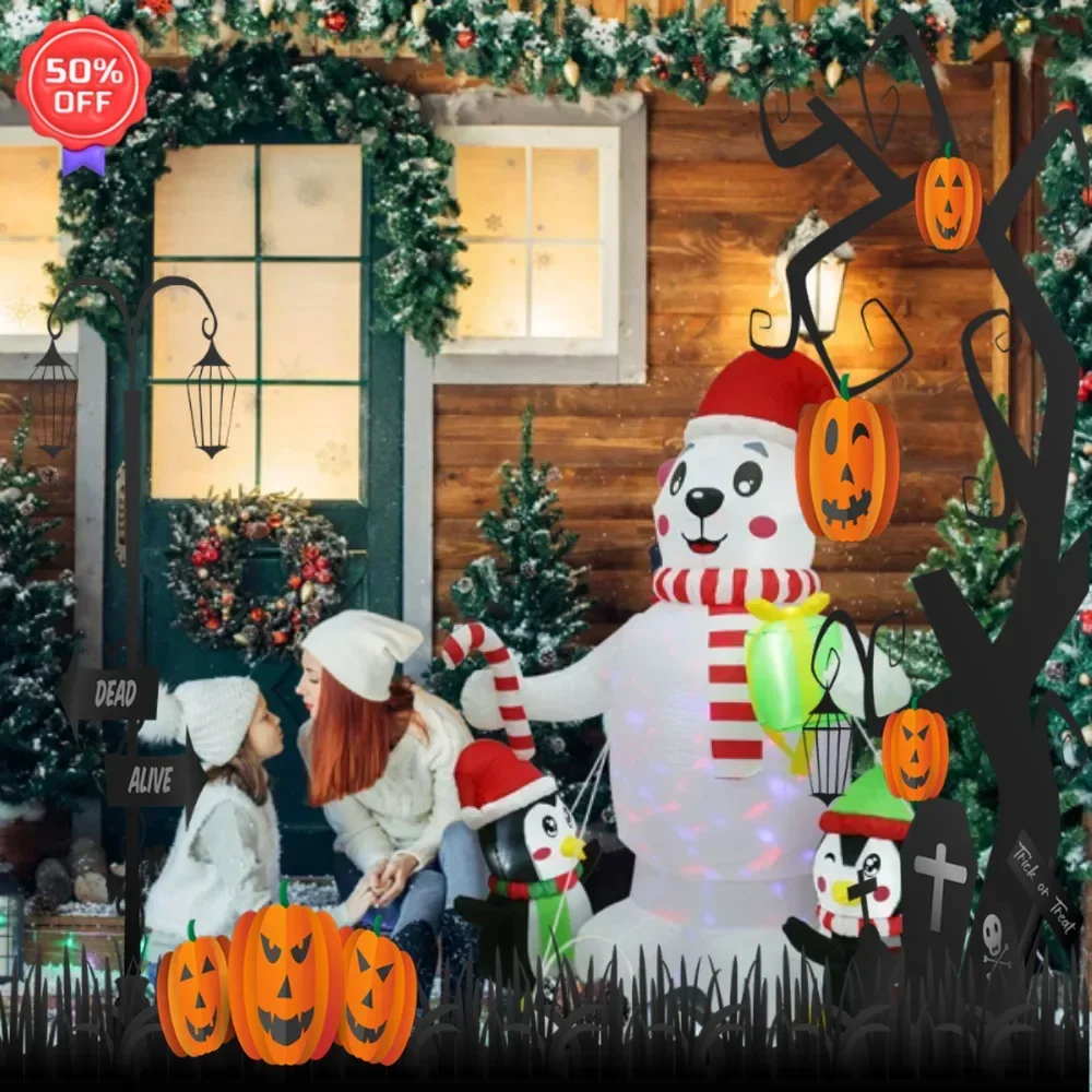 5.9FTCРождественское надувное наружное украшение подарочная коробка с белым