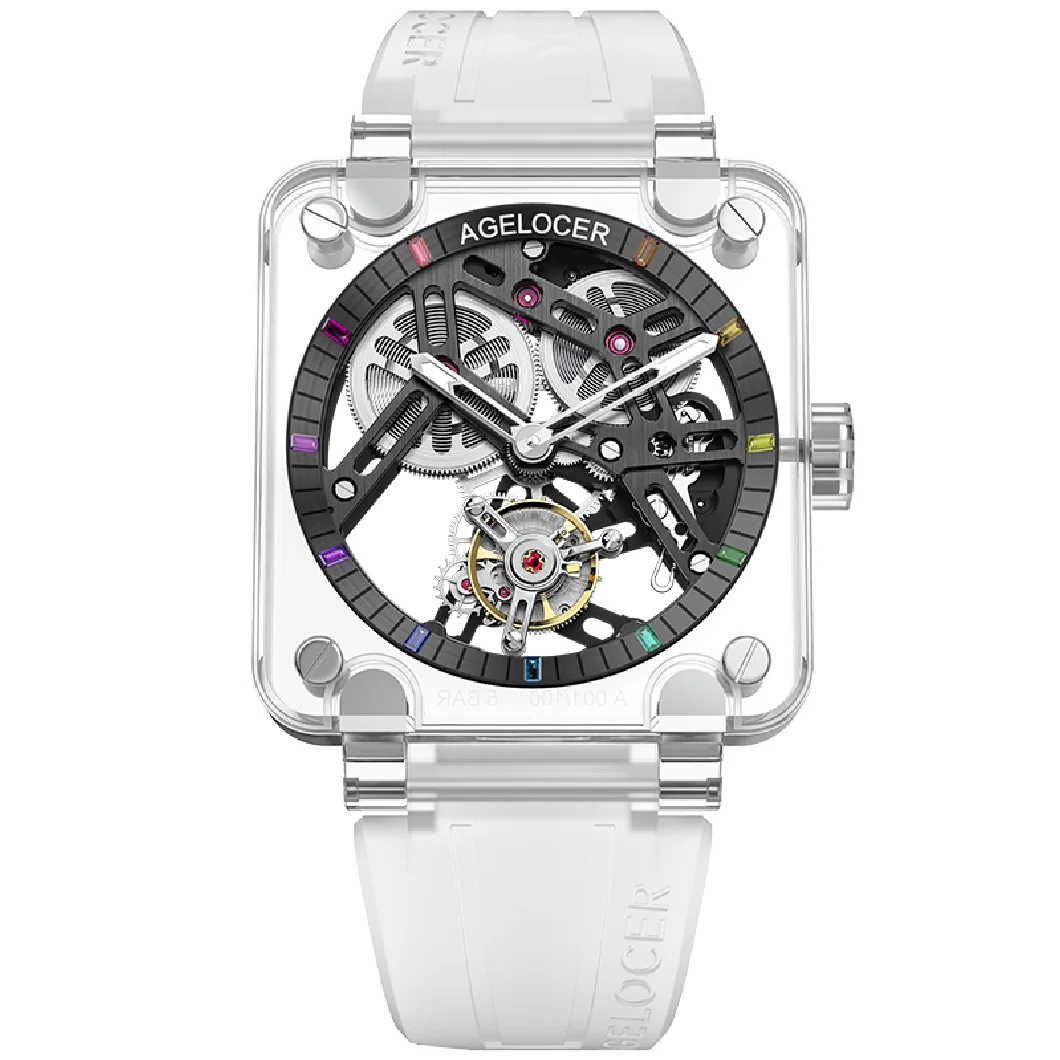 

AGELOCER Full Sapphire Crystal Gems Men's Tourbillon Watches Men Original Brand Mechanical Watch Power Reserve 80H