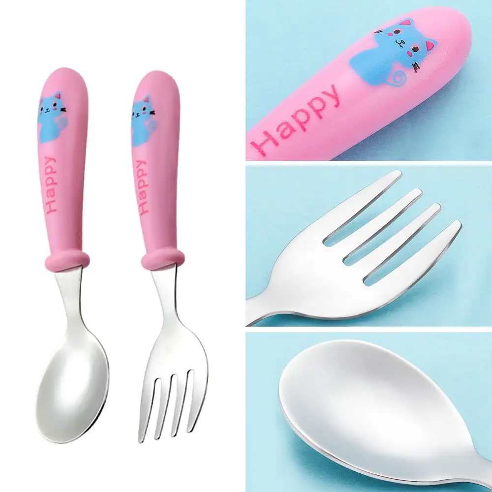 

Portable Infant Food Feeding Spoon Fork With Box Toddler Dinnerware Tableware Set Stainless Steel Children Utensil