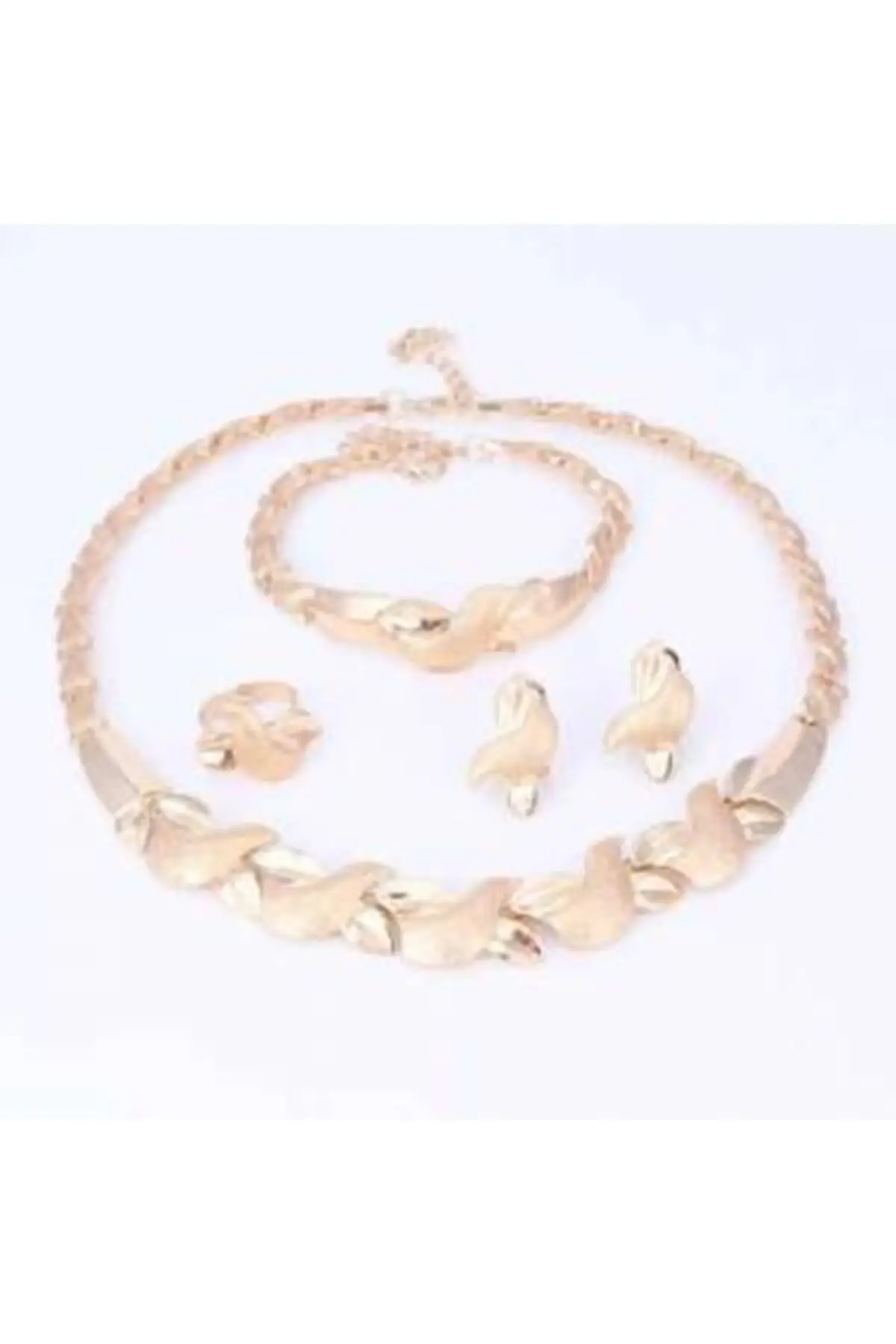 

Модные женские ювелирные изделия, золотистый вид Uy2020, 5 шт., серьги, ожерелье, браслет, кольцо, ювелирные наборы