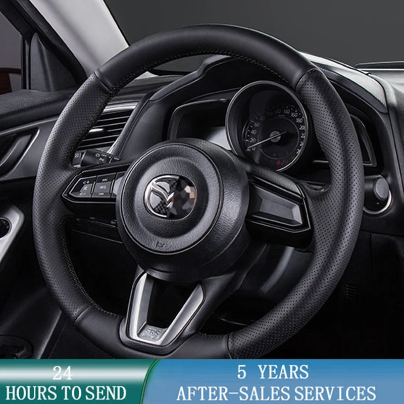 

Индивидуальная оплетка из бычьей кожи, нескользящая, для Mazda 3 Axela 2017-2018, Mazda 6 Atenza, фотосессия