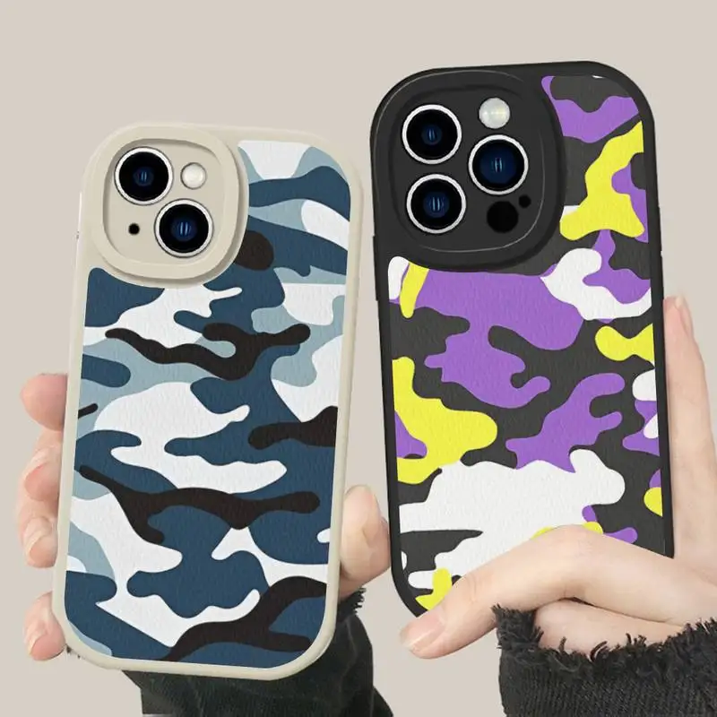 

Camouflage Camo Phone Case Hard Leather For iPhone 14 13 12 Mini 11 14 Pro Max Xs X Xr 7 8 Plus