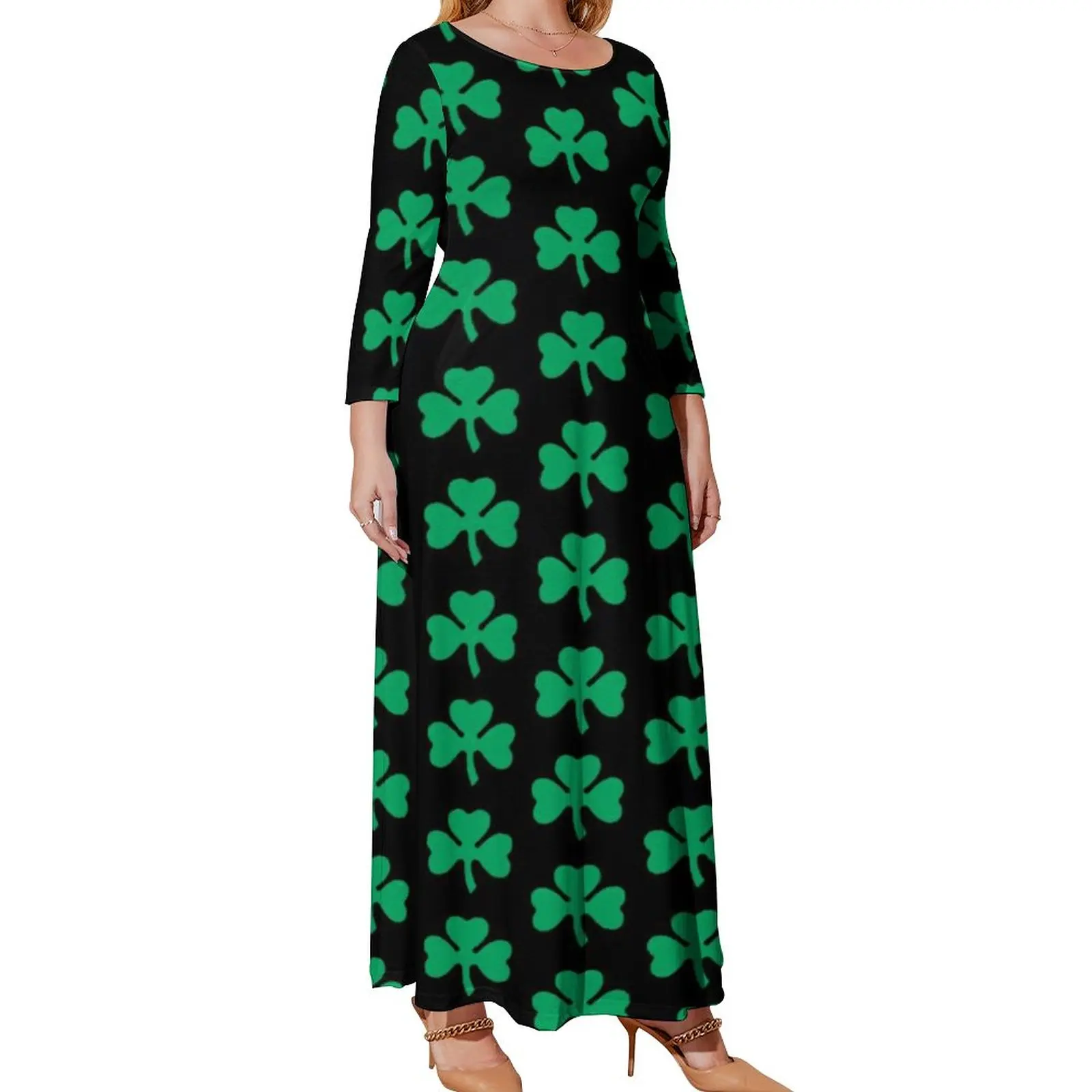 

Платье-макси в богемном стиле с длинным рукавом, с принтом