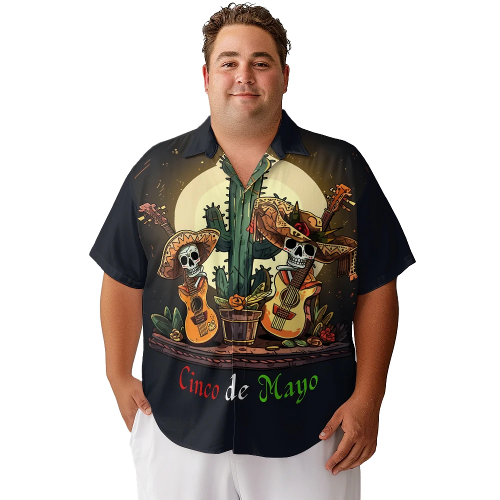 Zabawna czaszka wiatrowa kreatywny projekt koszula z krótkim rękawem męska letnia dorywczo luźna duży rozmiar klapa cienka koszulka top