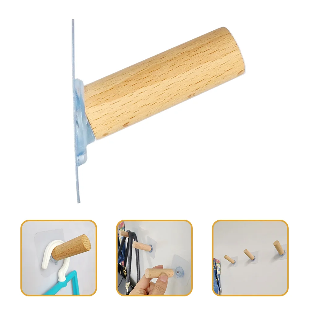 

4pcs Adhesive Wood Hooks Punch-free Coat Hooks Kitchen Wall Towel Hooks