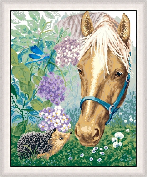Набор для вышивки крестом сделай сам Лошадь и ежик 42-50 набор 28 карат 14 32 карата