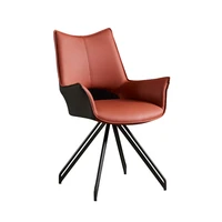 Nordic Luxury Leather Dining Chair Swivel Modern Armchair Bedroom Ergonomic Low Back Metal Cadeiras De Jantar Nordic Furniture