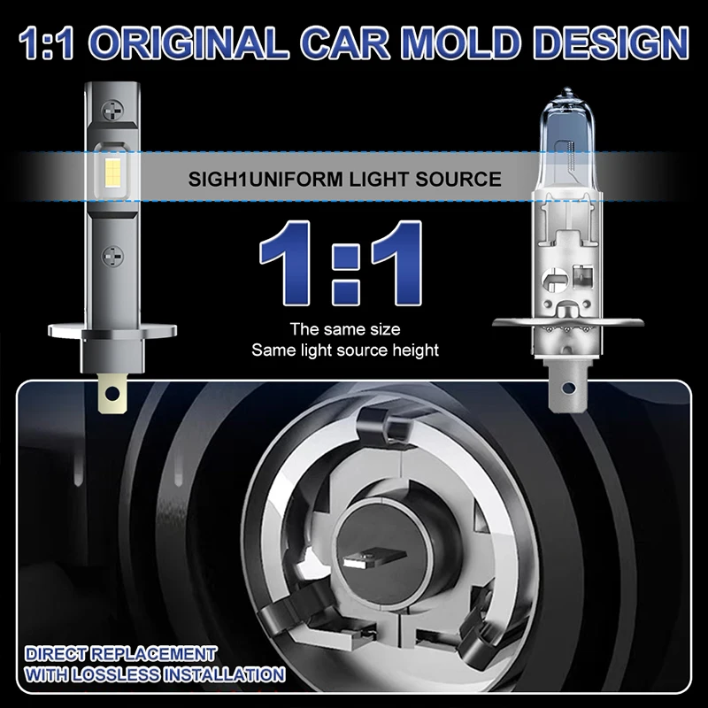 Светодиодные фары 10000W 2PCS H1 Лампочка 1000000LM 5570 CSP чип LED H1 Автомобильные фары без вентилятора 1: 1 Мини - диодные противотуманные фары 12V 3000K 6000K (art.: 3920cb4fd53a3) - 3920cb4fd53a3