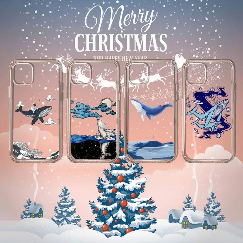 

whale hand painted pattern Phone Case Transparent soft For iphone 11 13 12 14 x xs xr pro max mini plus