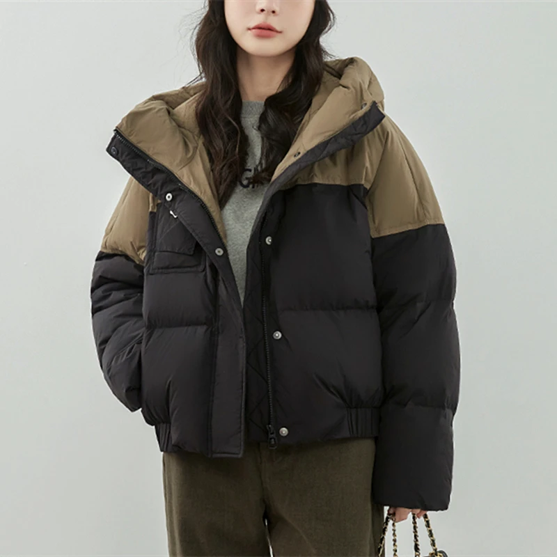 

Korean Trendy Maillard Colors Hooded Bomber Jacket Women Lady Thicken Cotton Parkas Coat Fashion Female Casual Winter Clothes