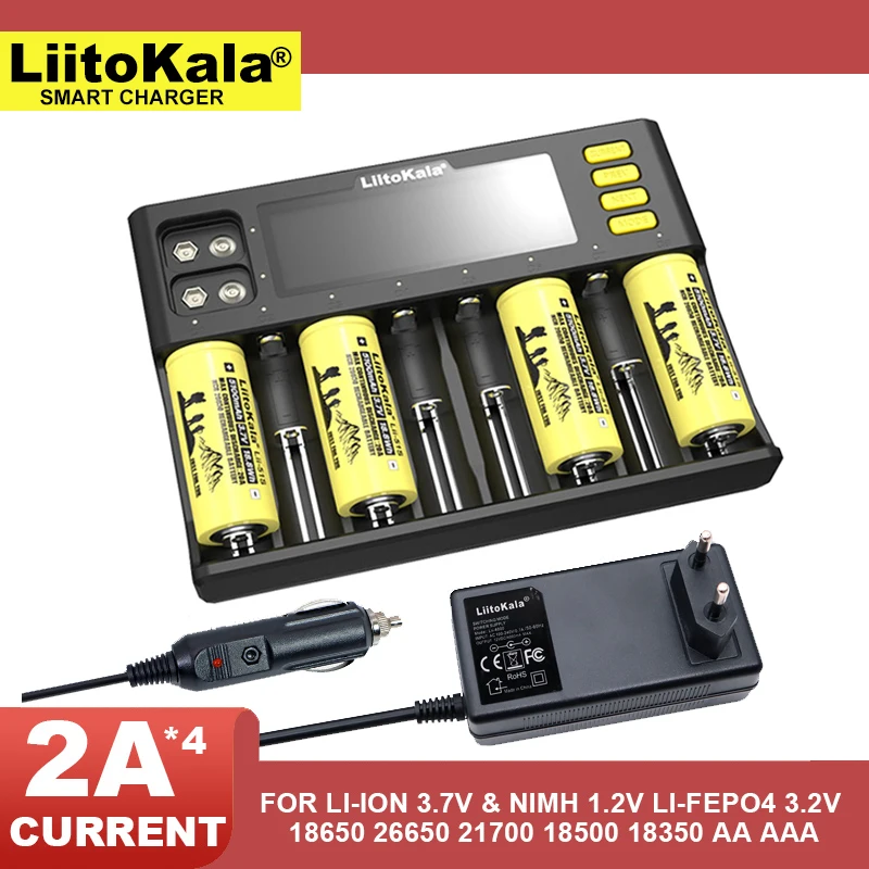 

LiitoKala Lii-S8 Lii-PD4 Lii-PD2 Lii-402 Battery Charger 18650 3.7V 18350 18500 21700 25500 26650 1.2V AA AAA NiMH Lithium-ion