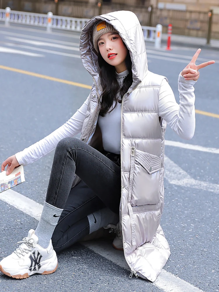 AOSSVIAO Autumn Winter Cotton Vest Women Ladies Casual Waistcoat Female Sleeveless Long Vest Jacket Slim Fit Warm Puffer Coat