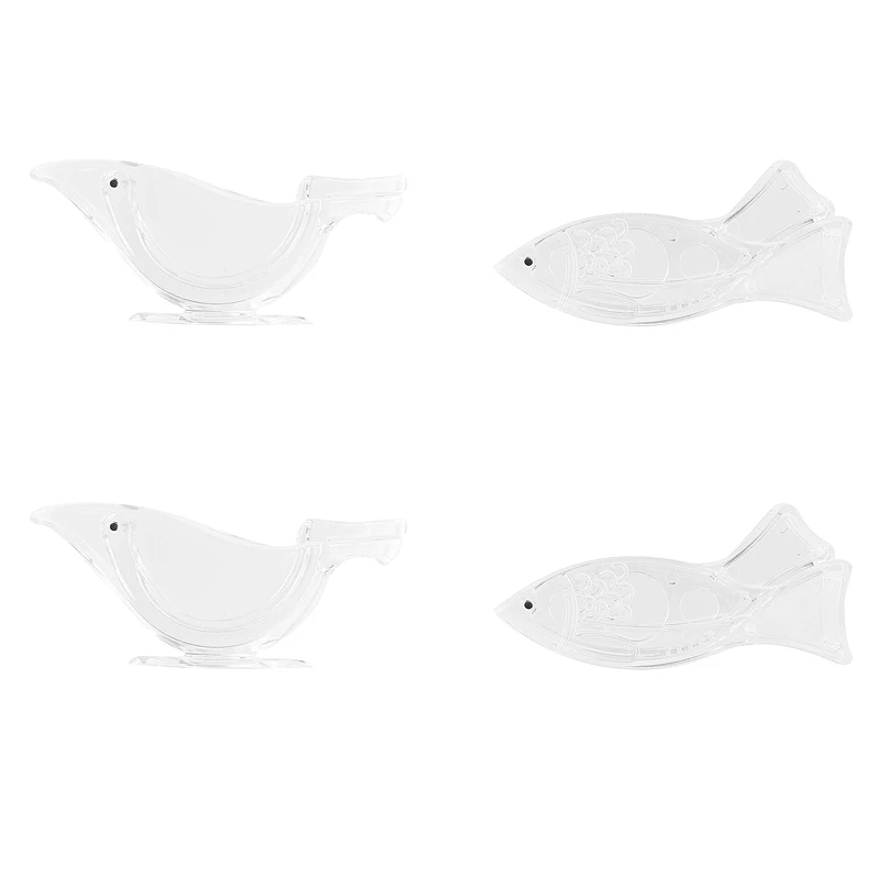 

4PCS Manual Transparent Fruit Juicer Small Fruit Juicer Transparent Acrylic Mold (Bird Model + Fish Model)