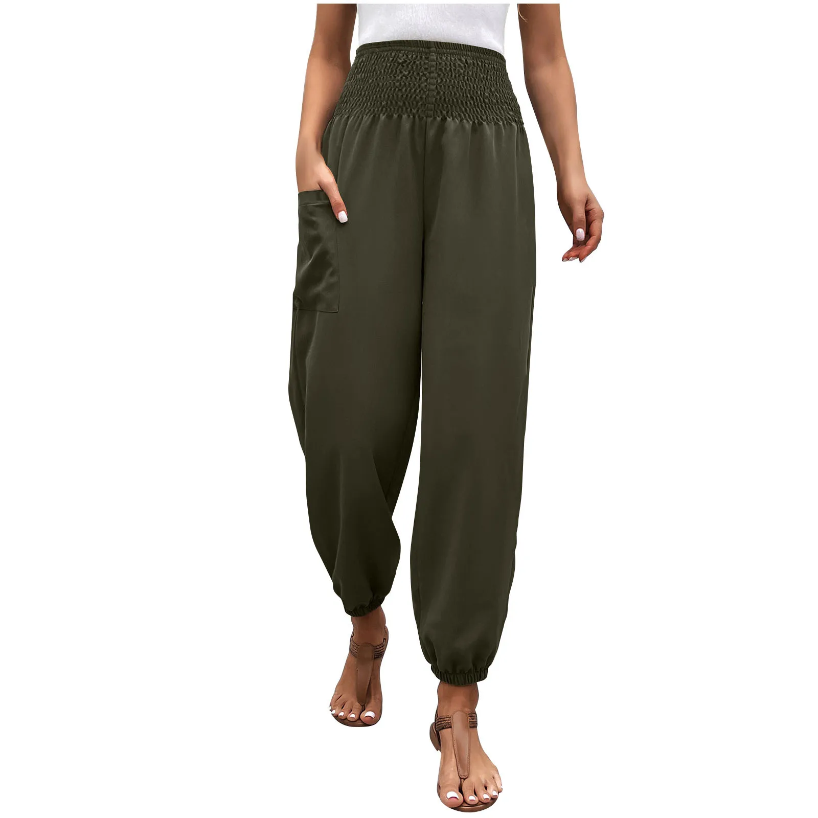 

Spring Summer Harem Woman Sweatpant Elastic Wasit Female Trouser Loose Casual Trousers