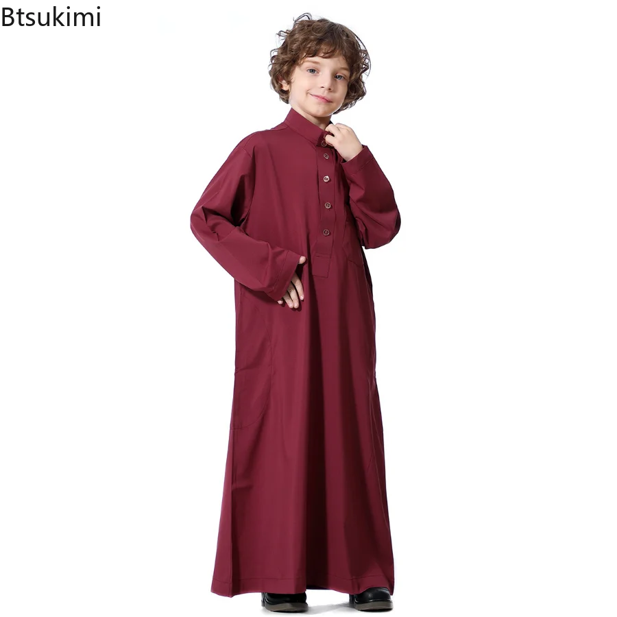 New Muslim Boys Long Robe Jilbab Khimar Turkey Ramadan Muslim Clothes Kaftan Moroccan Islam Hijab Abayas Arab Islamic Clothing