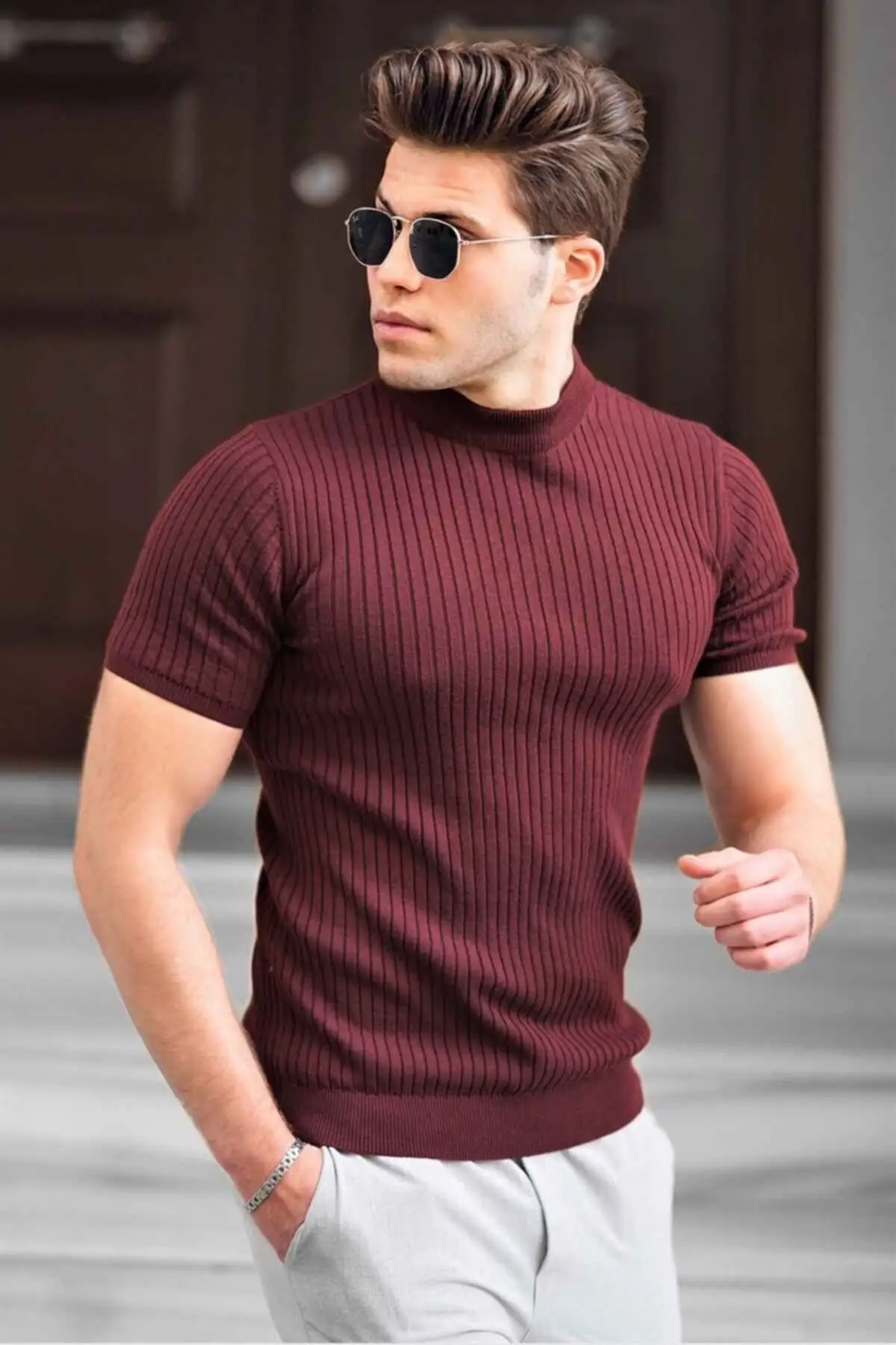 

Half Fisherman Sweater Bordeaux Men's T-Shirts Men's T-Shirts Sport Stylish 2021