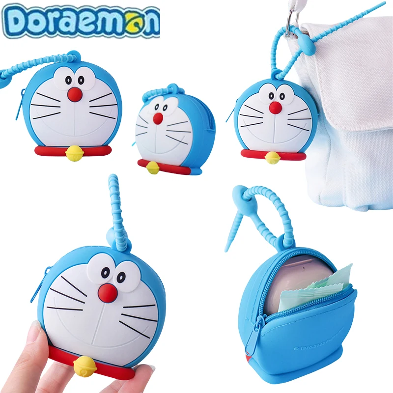 Фото Doraemon мультфильм кошелек для монет брелок аниме женский мини-молния короткий кошелек детский милый силиконовый органайзер для денег подарки для детей №1