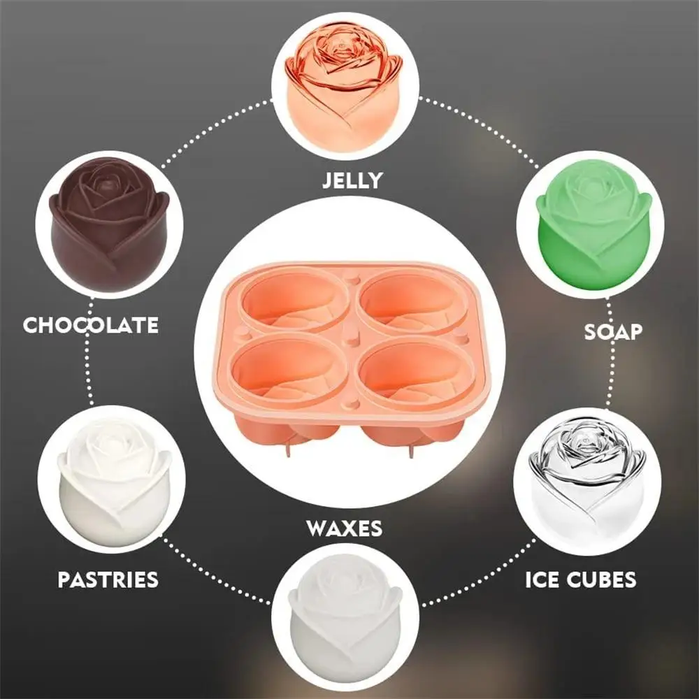 1 Шт. Силиконовая Форма Для Льда В Форме Розы Многофункциональная Шоколада Пудинг