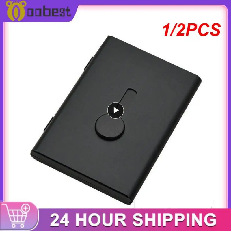

1/2PCS Business Card Holder Hand Push Card Case Bank Card Membership Cards Package Metal Ultra Thin Business Card Box Organizer