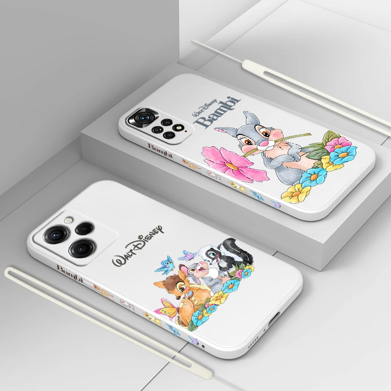 

Cute Cartoon Bambi For Xiaomi Redmi Note 12 11 11T 10 10S 9 9S 9T 8 8T 7 Pro Plus Speed Liquid Left Rope Phone Case Coque Capa